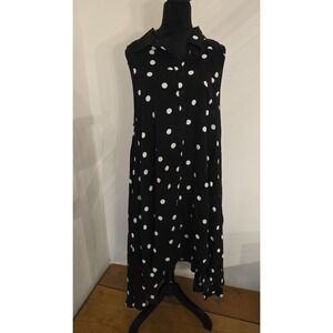 Plus SZ 1X black & White Polka Dots philosophy sleeveless Classic Retro dress